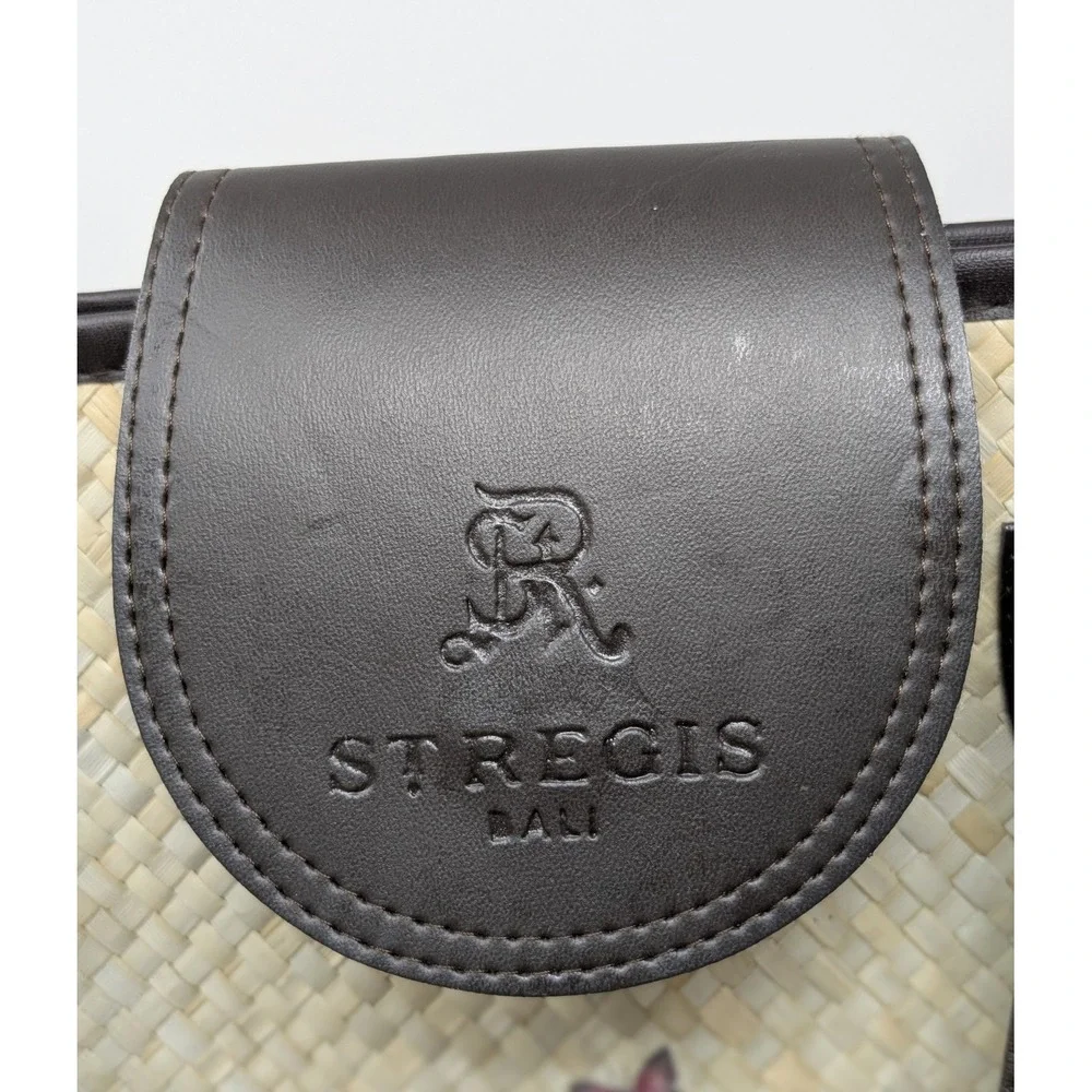St. Regis Bali Large Lightweight Beach Tote Handwoven Straw Resort Bag Flowers